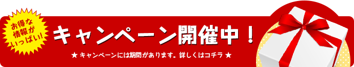 キャンペーン開催中です！詳しくはこちらをご覧ください。